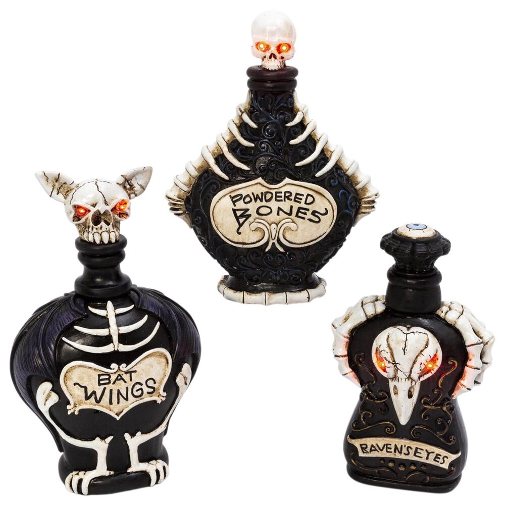 The Gerson Company Halloween Potion Bottles in Black (Set of 3), , large