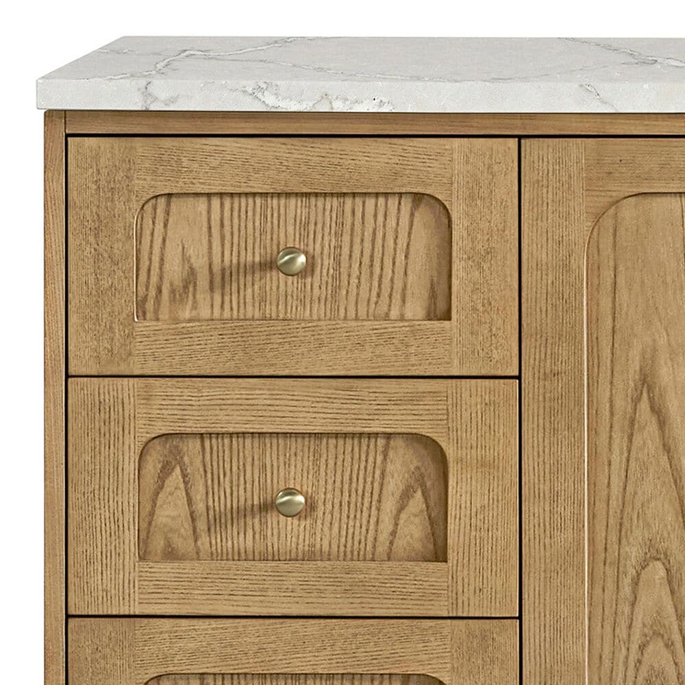 James Martin Vanities Laurent 60" Single Bathroom Vanity in Light Natural Oak with 3 cm Eternal Jasmine Pearl Silestone Top, Rectangle Sink and FreePower Wireless Charger, , large