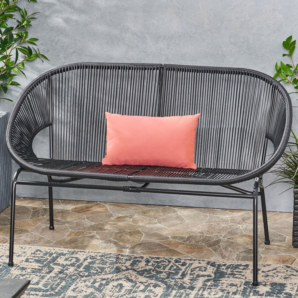 Hearth and Haven Condessa Outdoor Loveseat in Black, , large