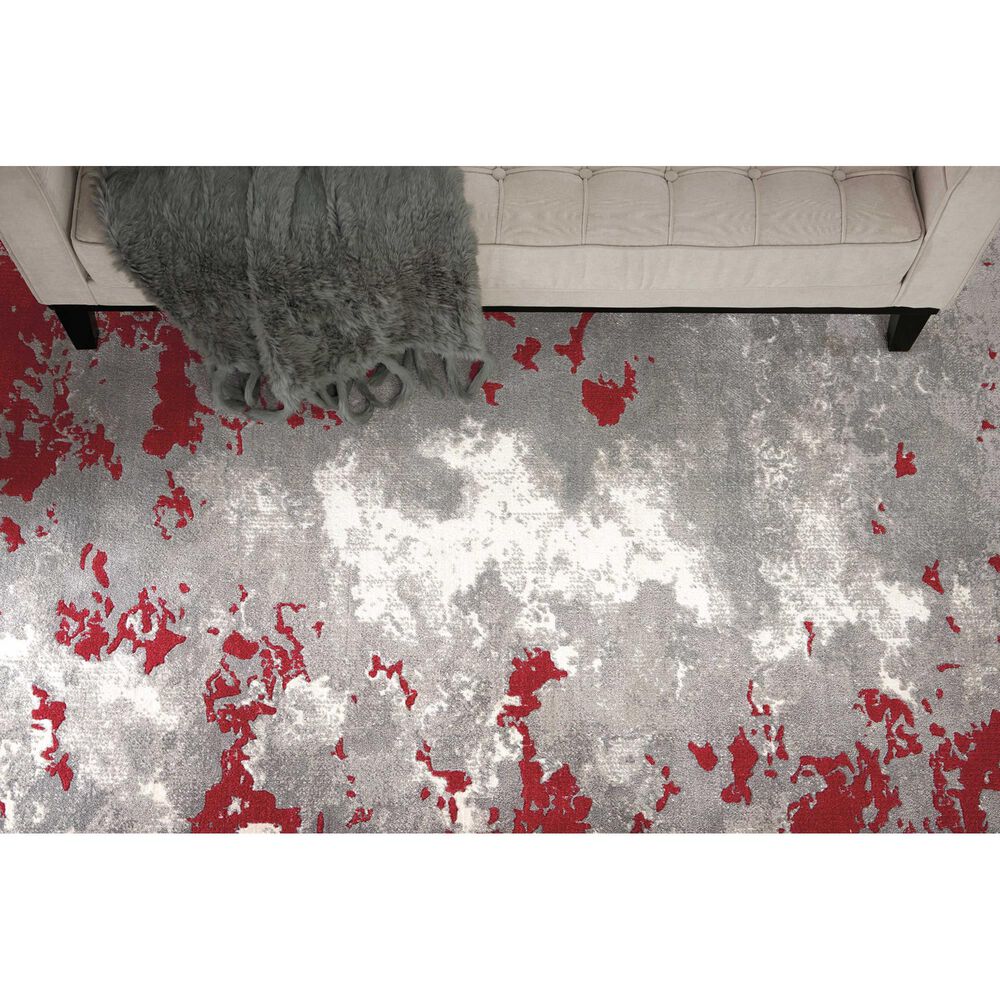 Nourison Twilight TWI21 12&#39; x 15&#39; Grey and Red Area Rug, , large