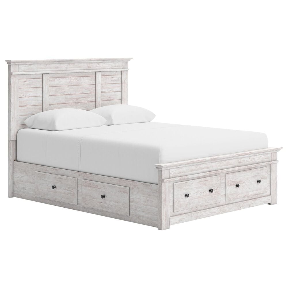 Ashley Makidern 2 Piece Queen Storage Bedroom Set with Six Drawers in Whitewash, , large
