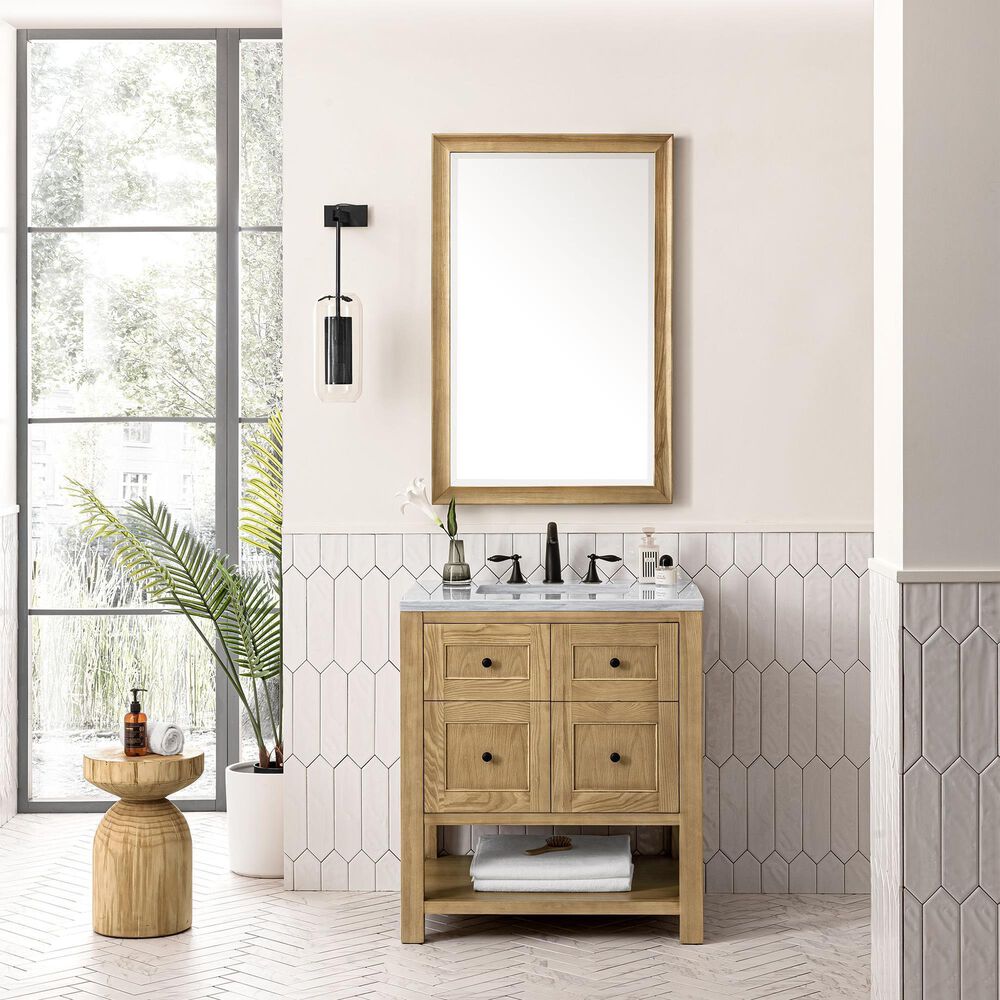 James Martin Vanities Breckenridge 30&quot; Single Bathroom Vanity in Light Natural Oak with 3 cm Arctic Fall Solid Surface Top and Rectangular Sink, , large