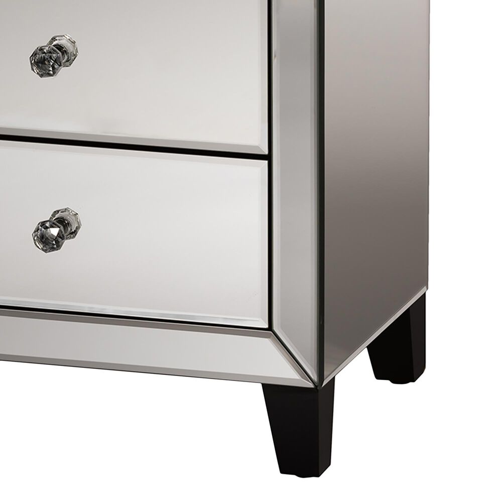 Baxton Studio Chevron Mirrored 3-Drawer End Table in Silver, , large