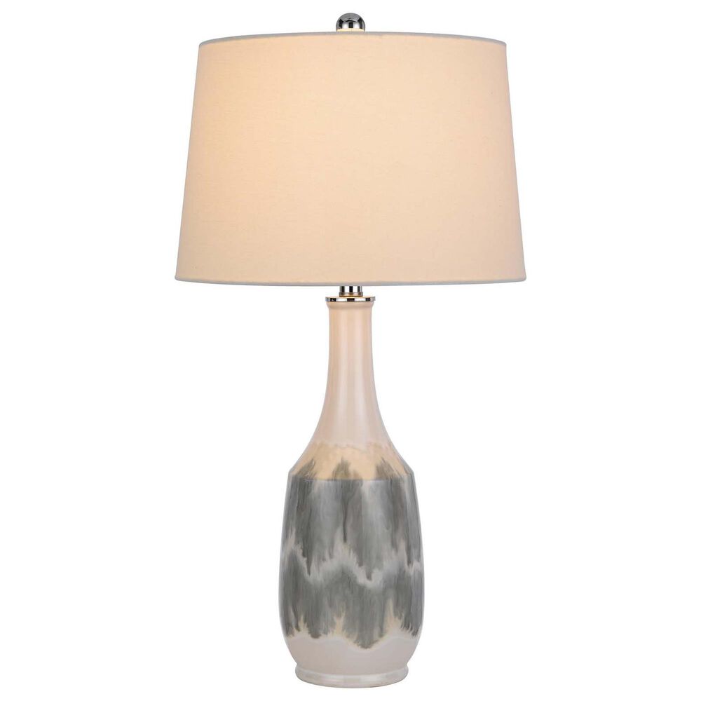 Cal Lighting Ely Ceramic Table Lamp in Milky White and Smoky Gray, , large