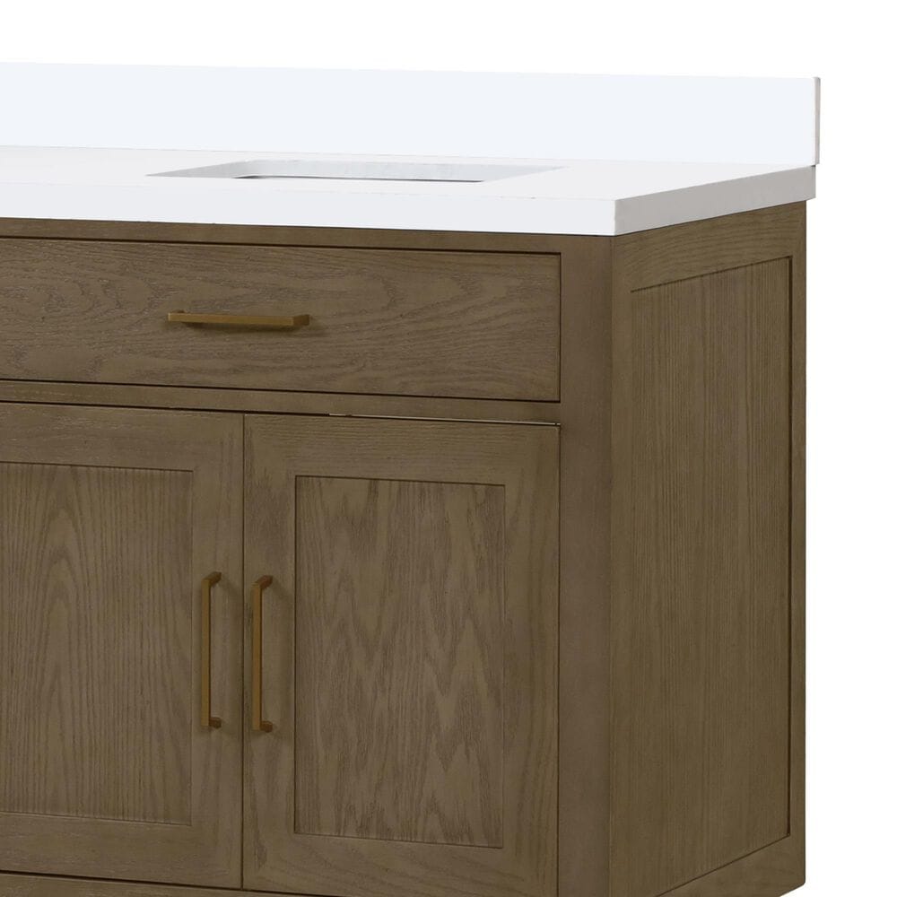 Lexora Home Abbey 84&quot; Double Bathroom Vanity in Grey Oak with 2 cm White Cultured Marble Top and Rectangular Sinks, , large