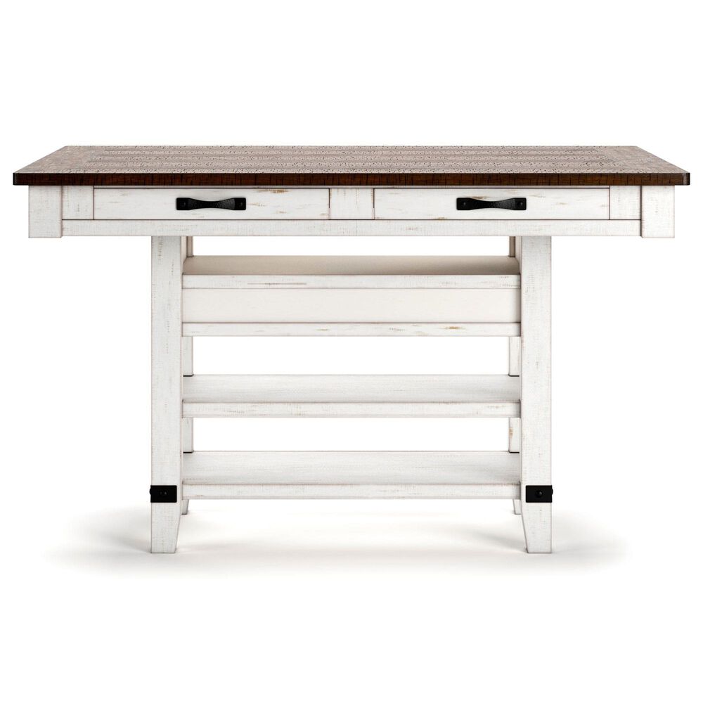 Ashley Valebeck Counter Height Table in White and Brown - Table Only, , large