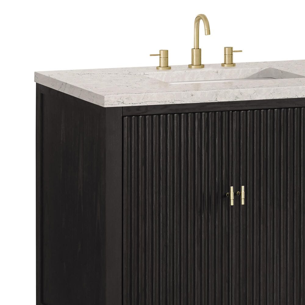 James Martin Vanities Myrrin 72&quot; Double Vanity in Carbon Oak with 3 cm Eternal Jasmine Pearl Quartz Top, , large