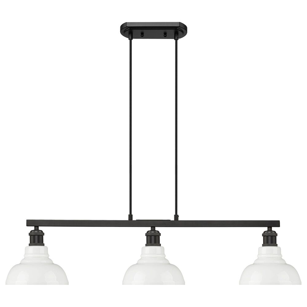 Golden Lighting Carver 3-Light Linear Pendant with Vintage Milk Shade in Matte Black, , large