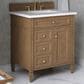 James Martin Brittany 30" Single Bathroom Vanity in Pecan with 3 cm White Zeus Silestone Top and Rectangular Sink, , large