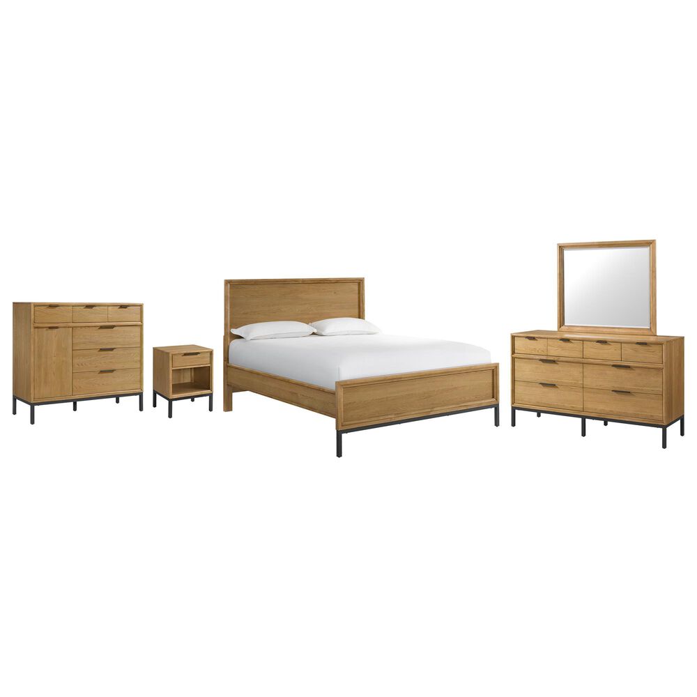 Hawthorne Furniture Newport 5-Piece Queen Panel Bedroom Set in Natural Oak, , large