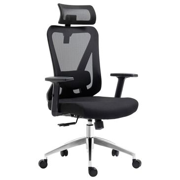Techni Sport Truly Ergonomic Mesh Office Chair with Headrest and Lumbar Support in Black, , large
