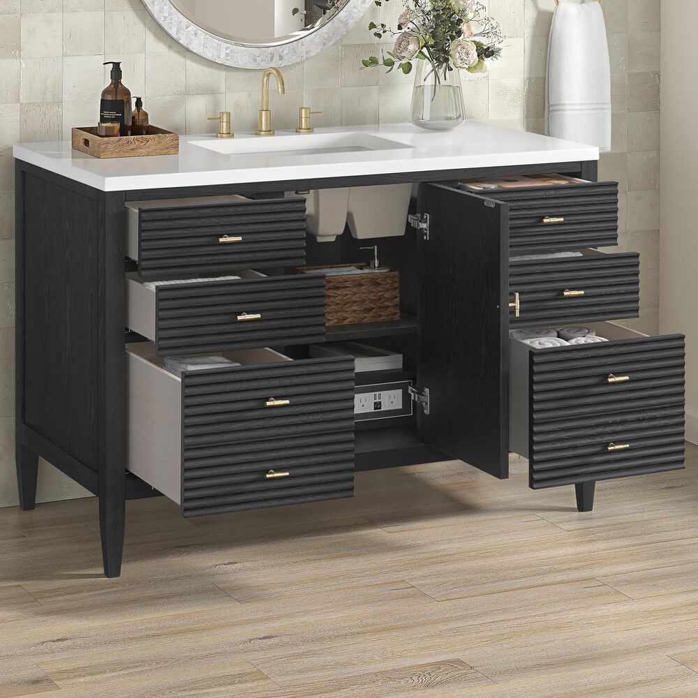 James Martin Vanities Myrrin 48" Single Bathroom Vanity Cabinet in Carbon Oak, , large