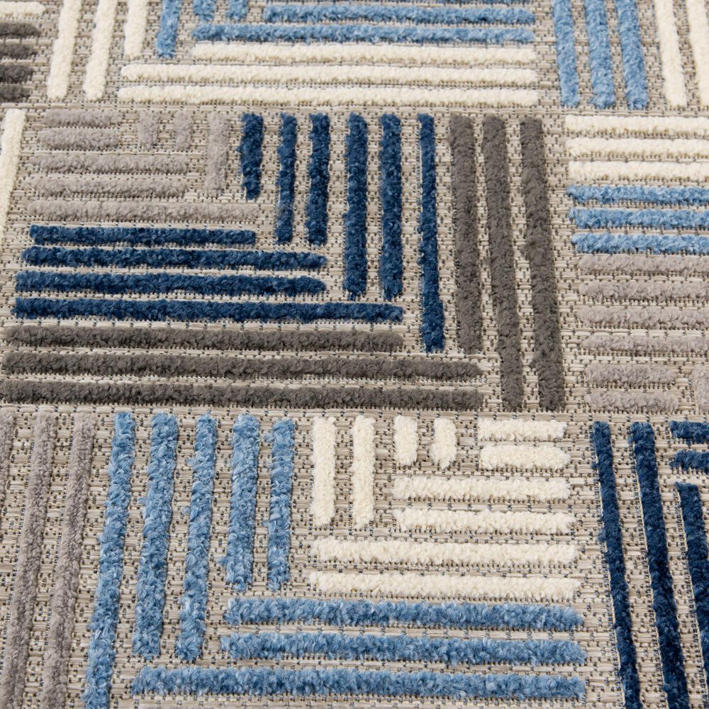 Central Oriental Fontana Haldis 2&#39;2&quot; x 7&#39;6&quot; Gray and Blue Runner, , large