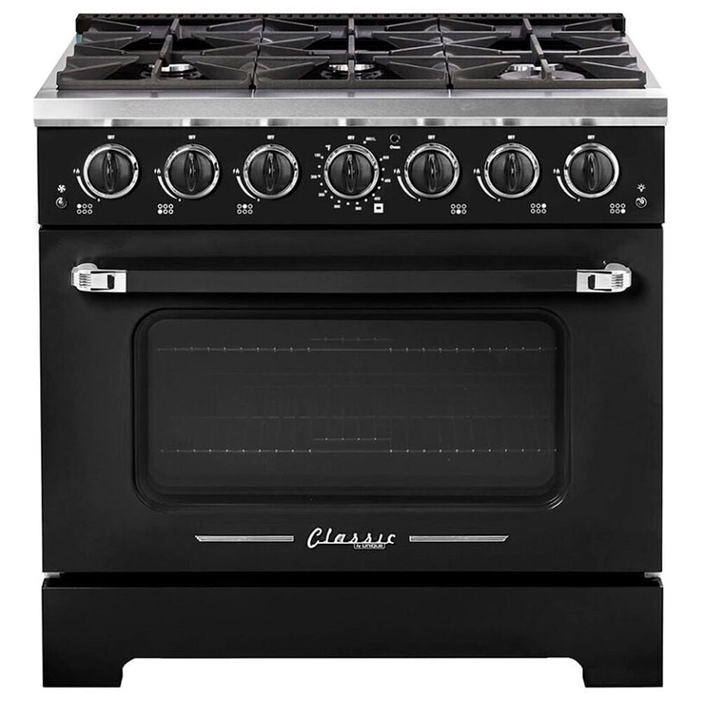 Unique Appliances Classic Retro 36" Pro Convection Gas Range in Midnight Black, , large