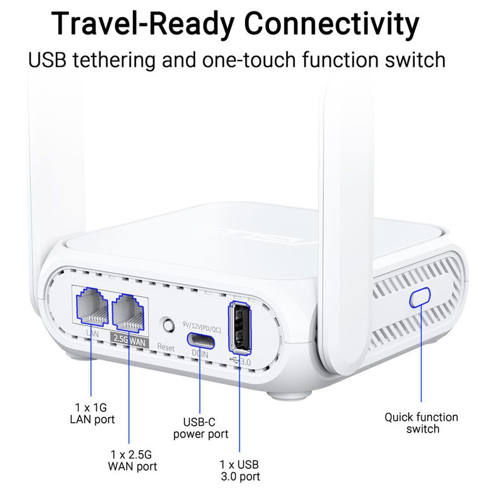 ASUS Go Dual-Band WiFi 7 Travel Router in White, , large