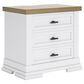 Ashley Ashbryn King Storage Bed and Two Nightstands in White and Oak, , large