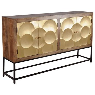 Shell Island Furniture Macon Ajara 4-Door Credenza in Brown and Gold, , large