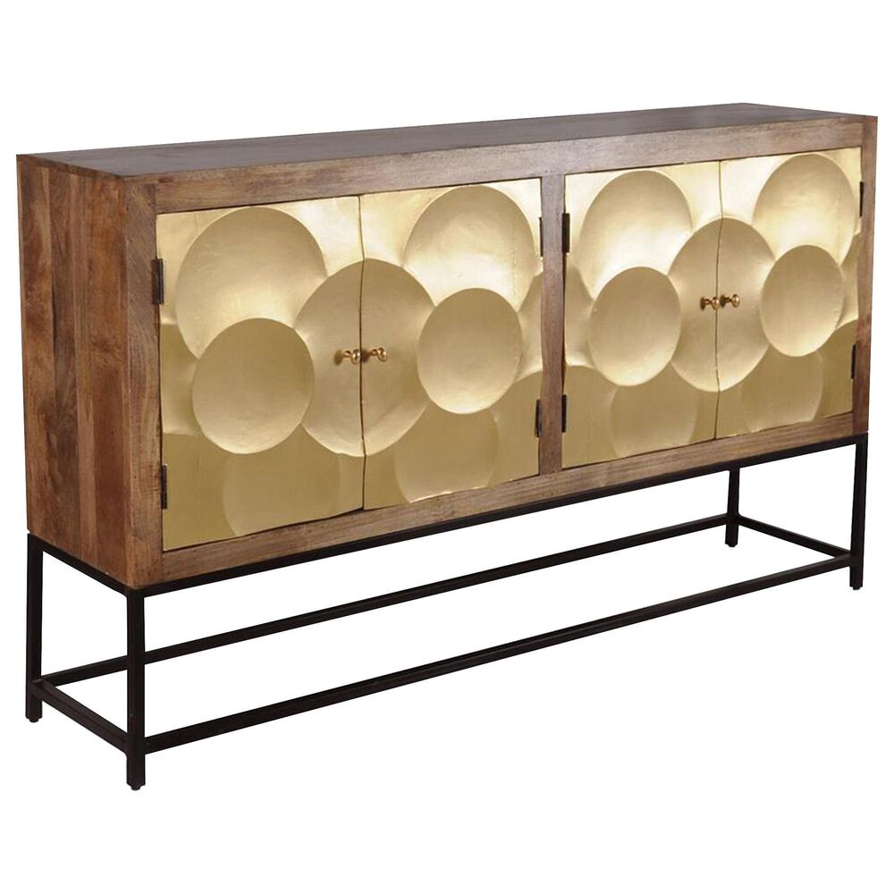 Shell Island Furniture Macon Ajara 4-Door Credenza in Brown and Gold, , large