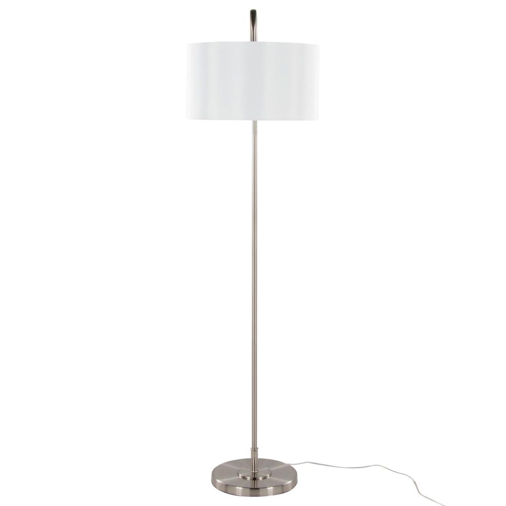 LumiSource Puck 63" Metal Floor Lamp in Brushed Nickel, , large