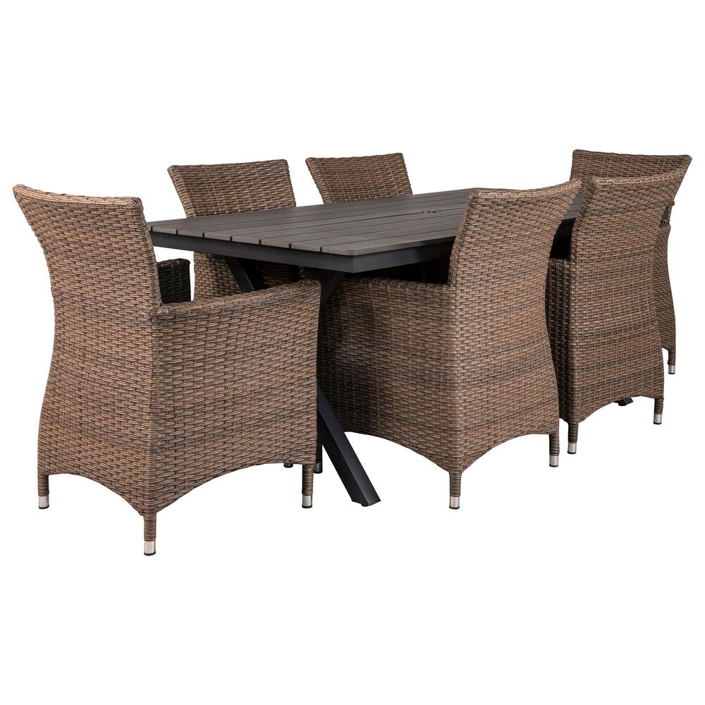 Global Note Collections 7 Piece Bella Patio Dining Set in Beige, , large