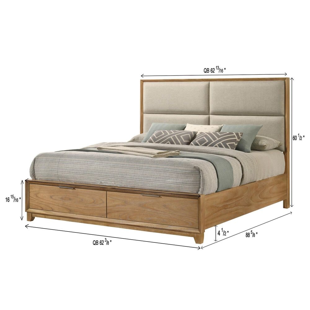 Crown Mark Florian 4 Piece Queen Storage Bed in Light Brown, , large