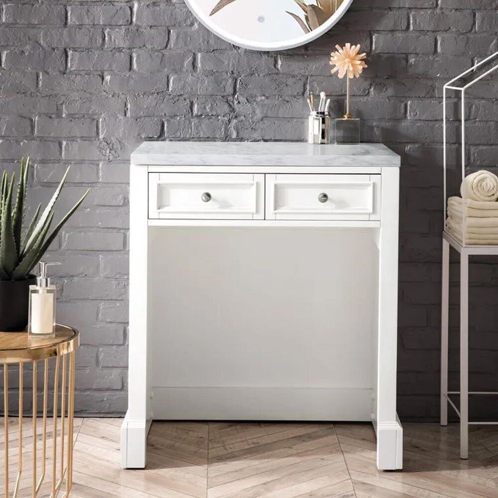James Martin Vanities De Soto 30" Countertop Unit in Bright White with 3 cm Carrara White Marble Top, , large