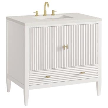James Martin Vanities Myrrin 36" Vanity in Bright White with 3 cm Lime Delight Quartz Top, , large