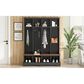HOMLUX 8-Hook Hall Tree with Entryway Bench in Black and Walnut, , large