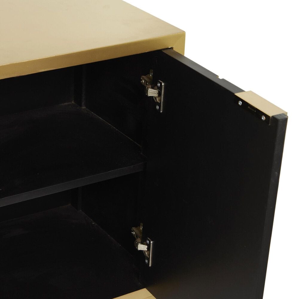 Maple and Jade 3-Door Room Cabinet with Mirrored Front in Gold, , large