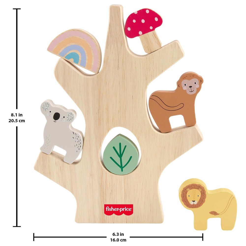 Fisher Price Wooden Balance Tree Preschool Stacking Activity Toy in Multicolor, , large