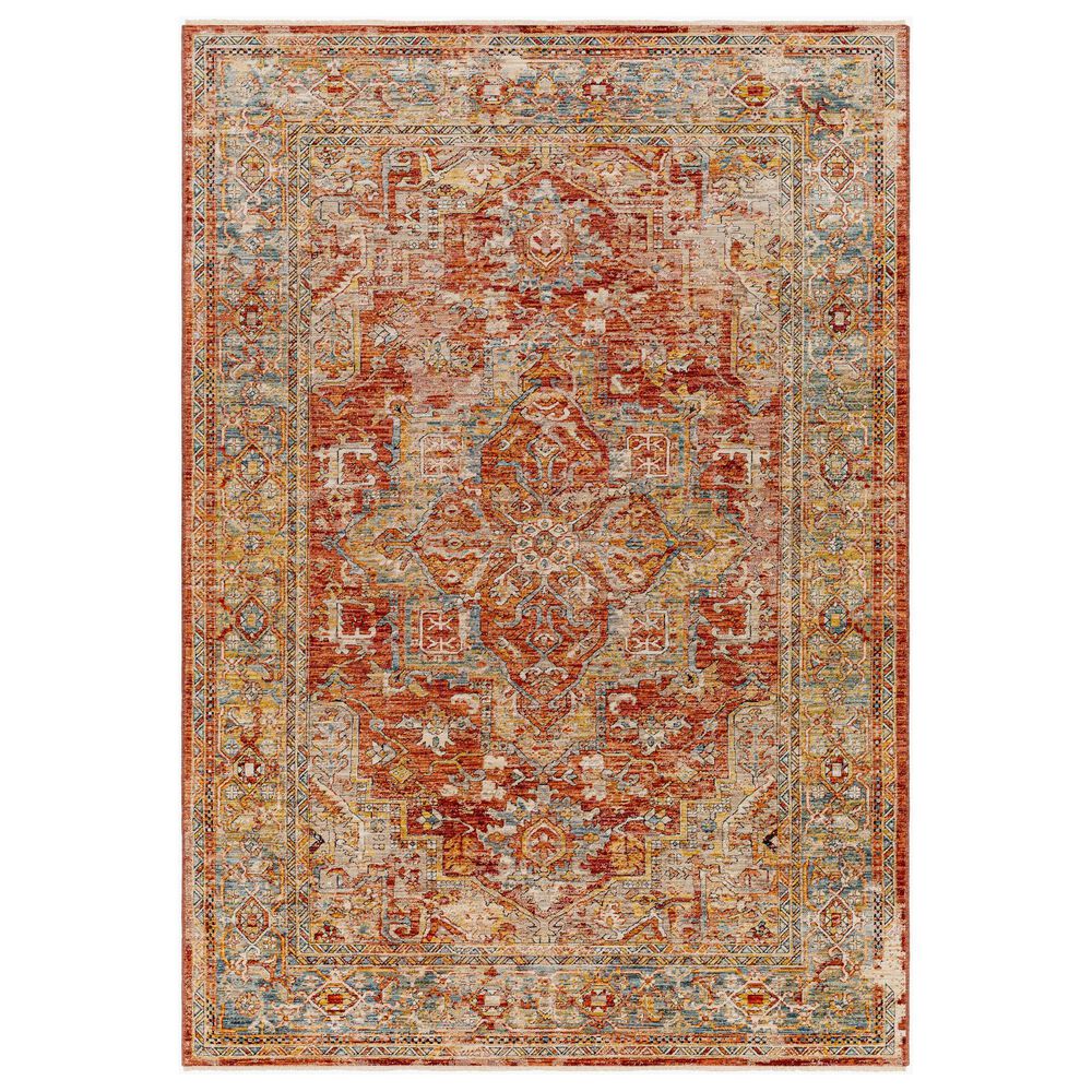 Surya Aspendos APS-2322 2" x 2"11" Rust, Teal, Mustard, Black, Medium Gray, Charcoal and Light Beige Area Rug, , large