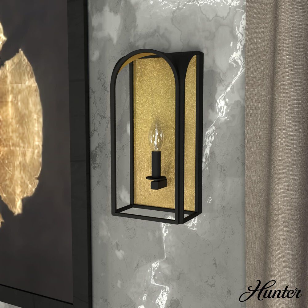 Hunter Dukestown 1-Light Wall Sconce in Natural Iron and Gold Leaf, , large