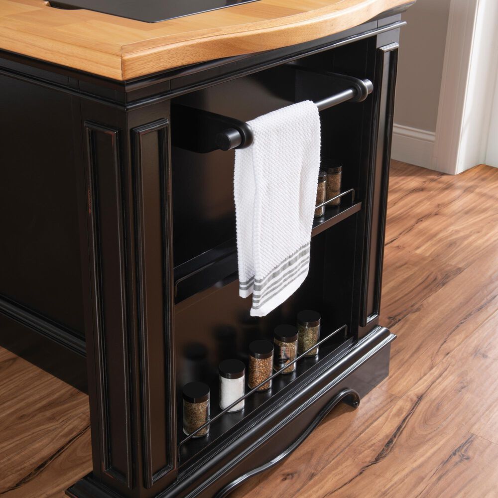 Linon Home Decor Pennfield Kitchen Island in Natural and Black Sand, , large