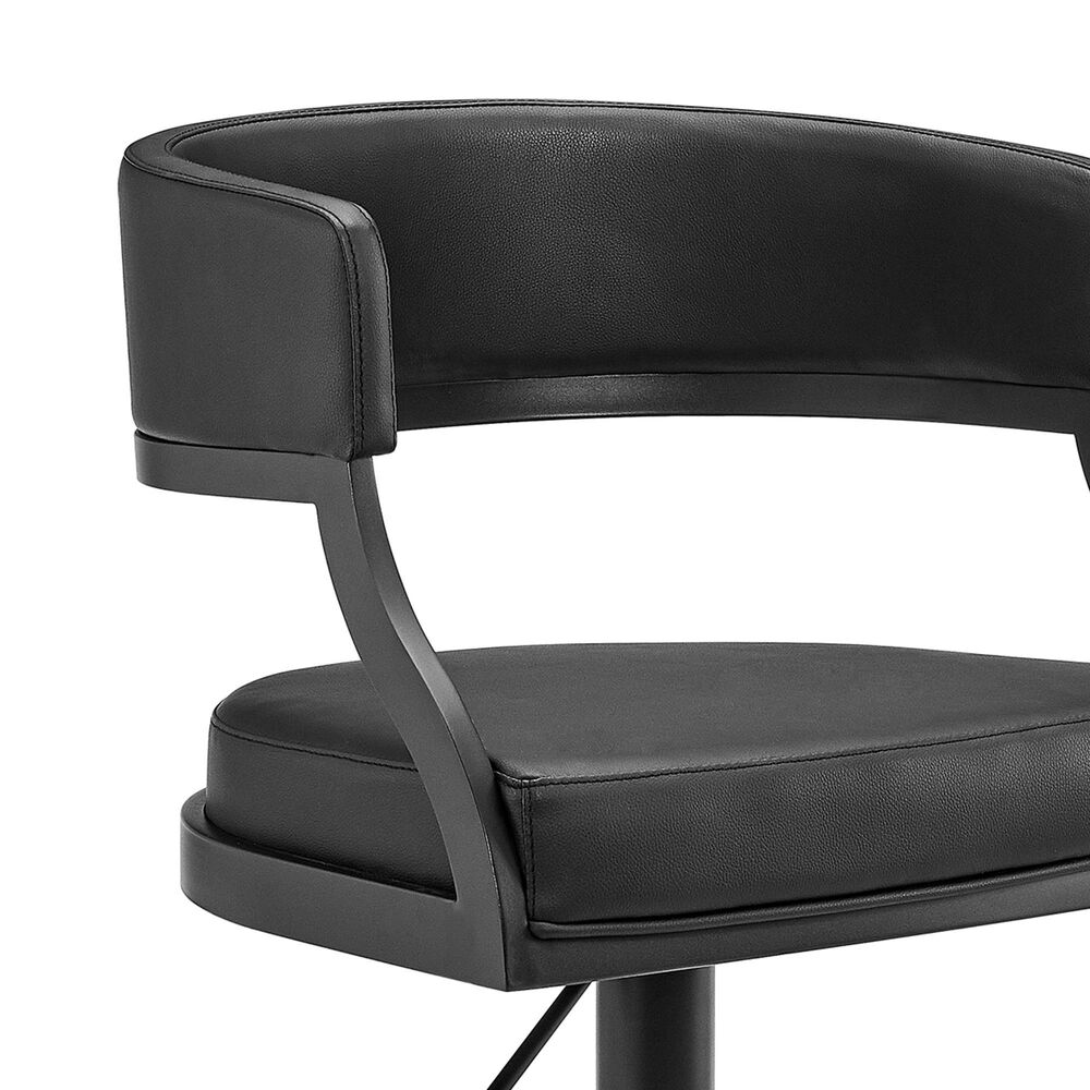 Armen Living Callie Adjustable Swivel Bar Stool with Black Cushion in Matte Black, , large