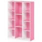 HOMLUX 11-Cube Reversible Open Shelf Bookshelf in White and Pink, , large