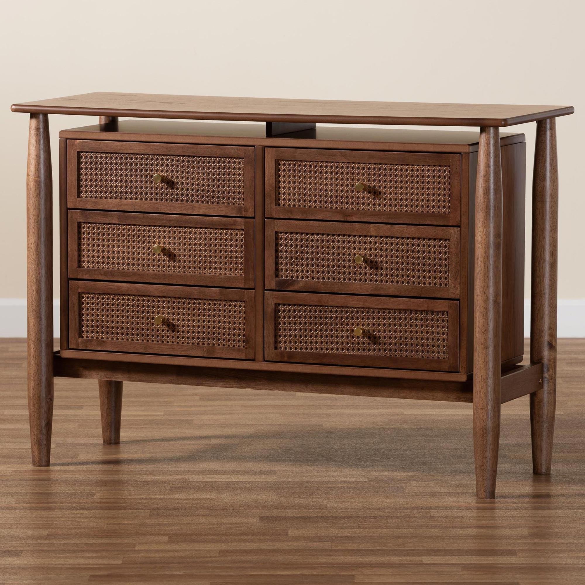 Baxton Studio Alyssa 6-Drawer Dresser in Walnut Brown