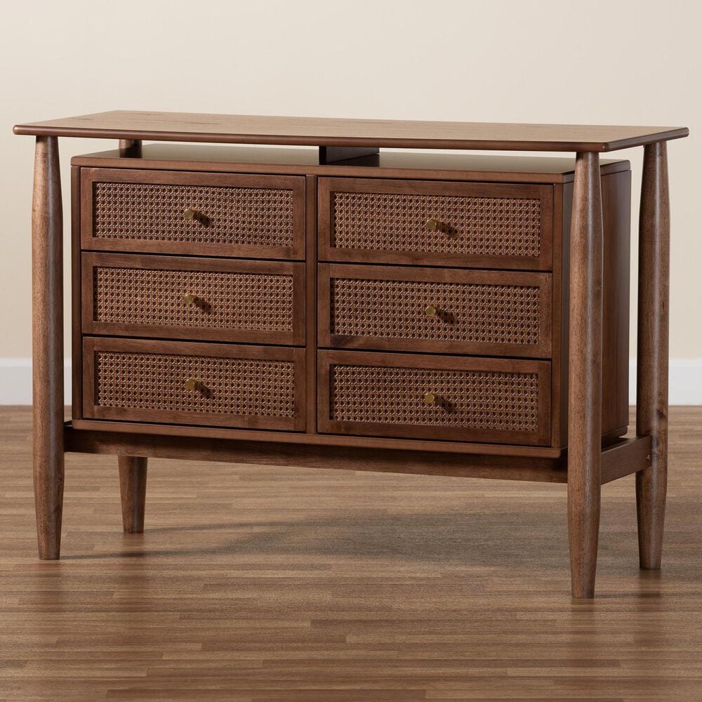 Baxton Studio Alyssa 6-Drawer Dresser in Walnut Brown, , large