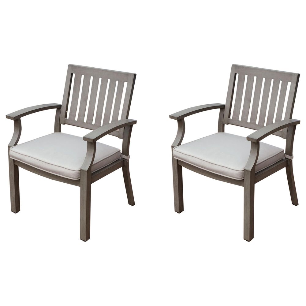 Hearth and Haven Outdoor Aluminum Dining Chair with Cushion in Gray (Set of 2), , large