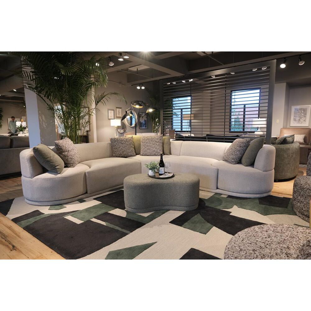 Golden Wave Furniture Delphine 3-Piece Symmetrical Sectional with Swivel End in Cream, , large