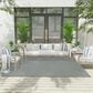 Nourison Courtyard Ivory and Aqua 8" Square Indoor/Outdoor Area Rug, , large