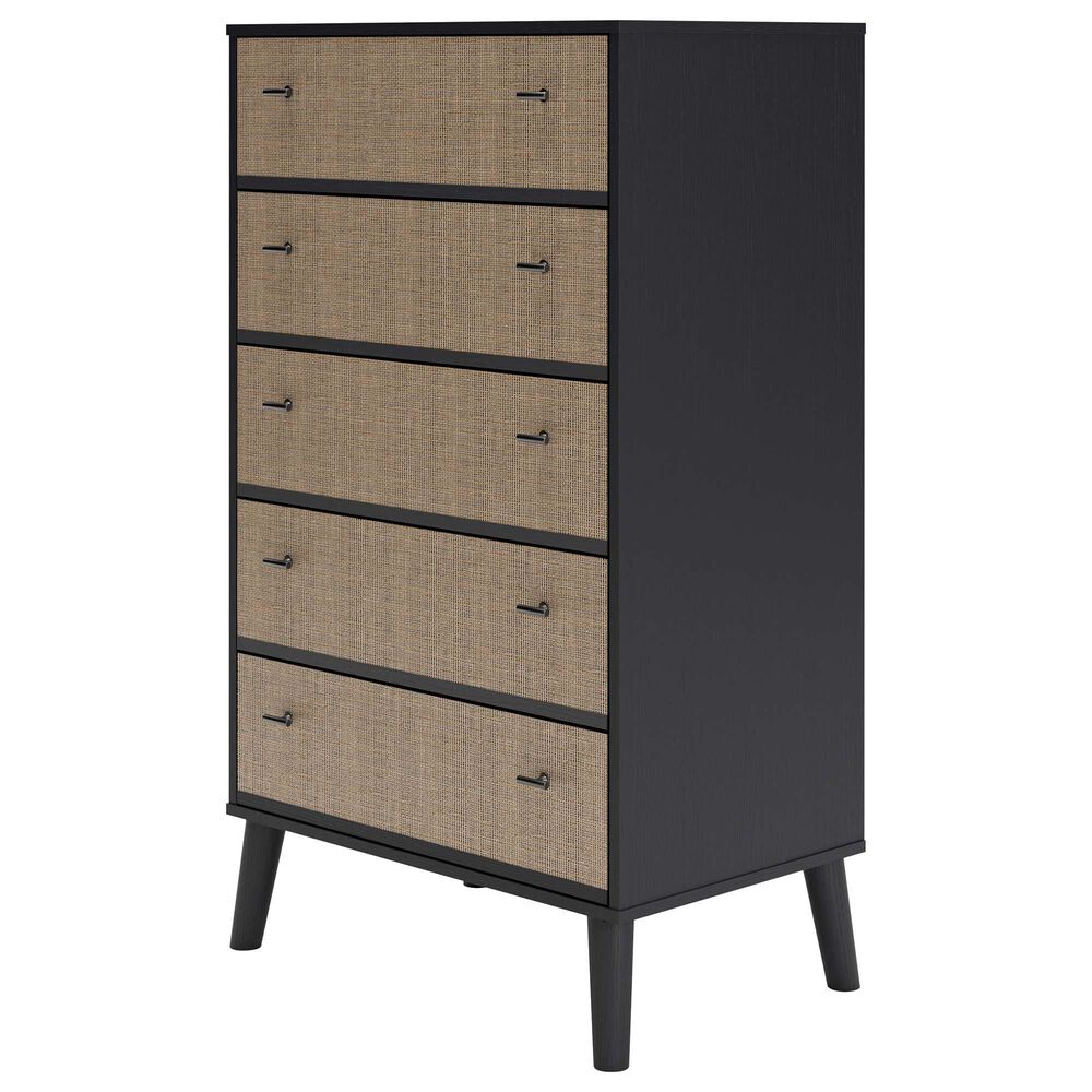 Ashley Charlang 5 Drawer Chest in Matte Black and Beige, , large