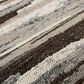L&R Resources Sinuous Distressed Cabin Camouflage 6" Round Gray, Brown and Tan Area Rug, , large