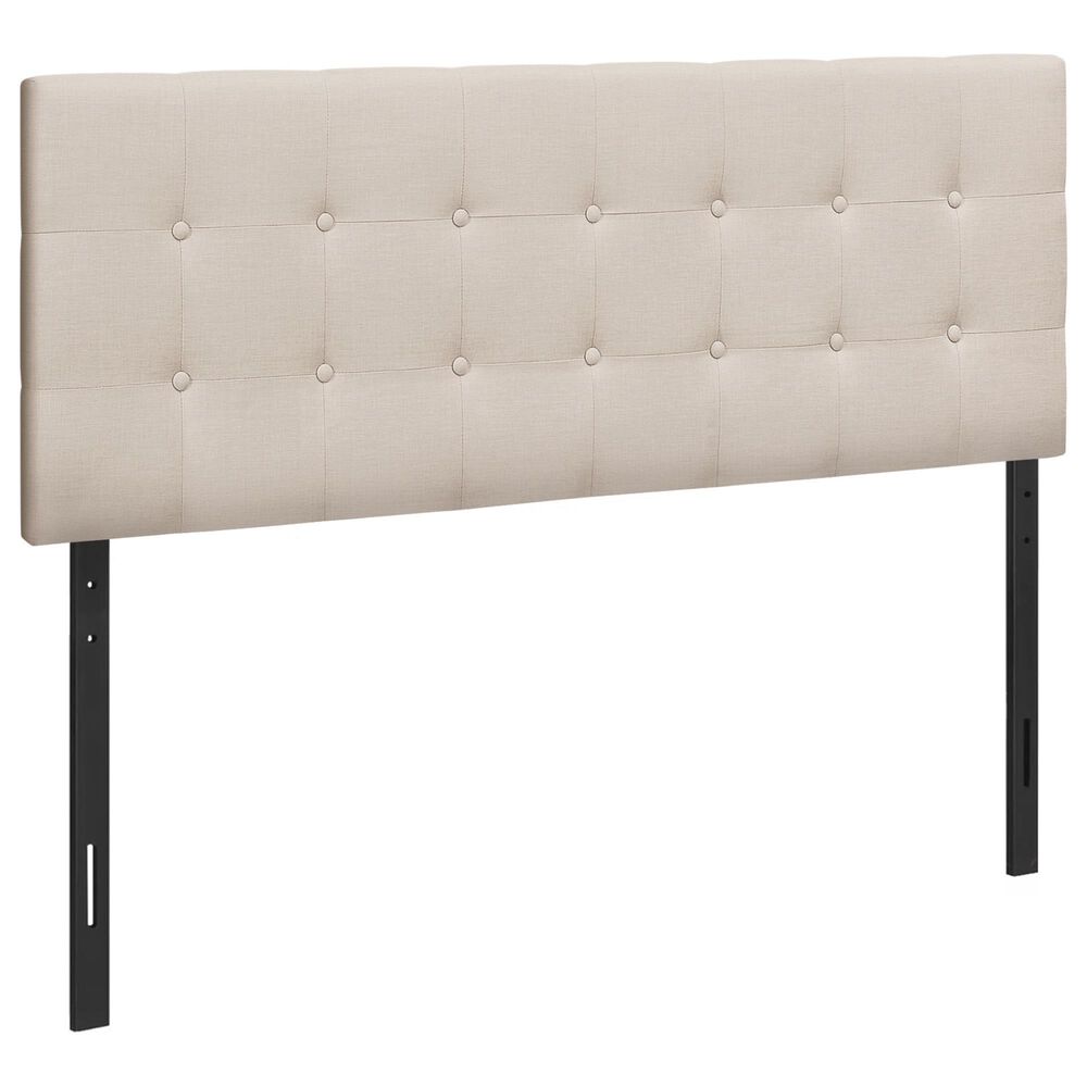 Monarch Specialties Queen Button Tufted Headboard in Beige, , large