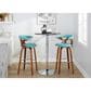 LumiSource Gardenia Swivel Fixed-Height Bar Stool with Teal Fabric Upholstery in Chrome and Walnut (Set of 2), , large