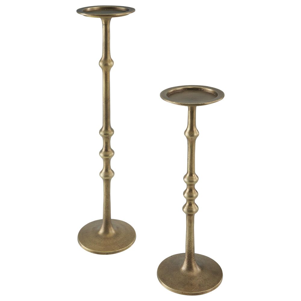 Ashley Larwick 2-Piece Candle Holder Set in Antique Brass, , large