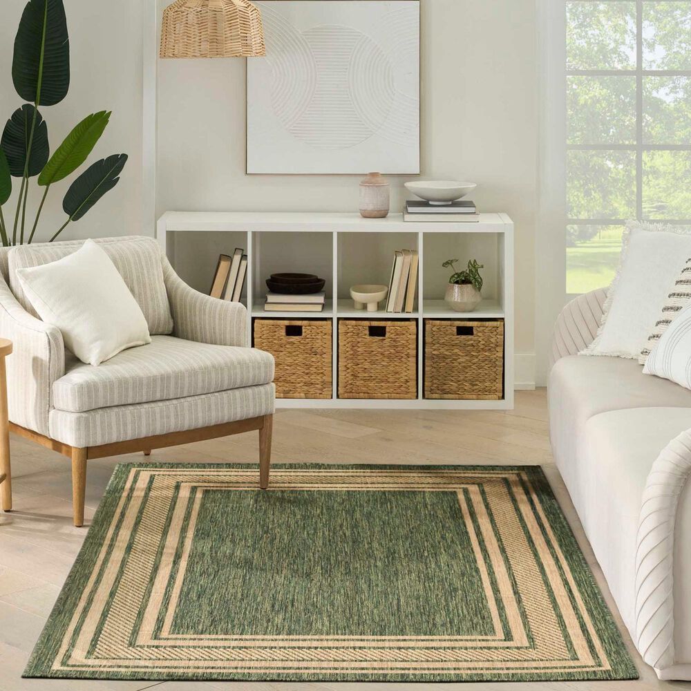 Nourison Horizon HOZ03 Green 4' x 6' Indoor/Outdoor Area Rug, , large