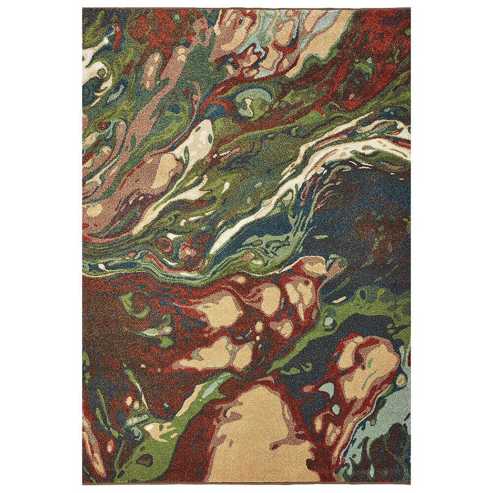 Oriental Weavers Dawson 8337B 6"7" x 9"6" Rust and Teal Area Rug, , large