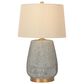 Creative Coop Oslo Textured Stoneware Table Lamp in Blue and Gold, , large