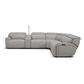 Interlochen 6-Piece Leather Power Reclining Sectional with Power Headrests in Blanca Light Gray, , large