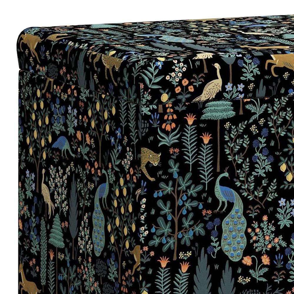 Rifle Paper Co Crafted by Cloth &amp; Company Willie Storage Bench in Menagerie Black, , large